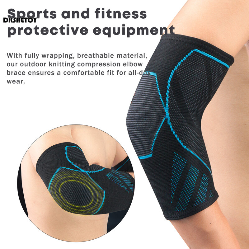 Fitness Elbow support Compression Sleeve Brace with Fully Wrapping for Tendonitis Tennis Elbow Golf Treatment Reduce Joint Pain