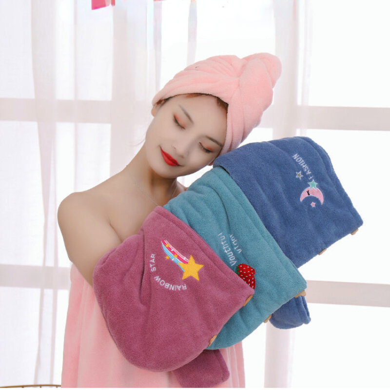 หมวกอาบน้ำผู้หญิงผ้าไมโครไฟเบอร์มหัศจรรย์หมวกอาบน้ำในห้องน้ำศีรษะแห้งเร็วผ้าเนื้อนุ่มซับน้ำได้ดี