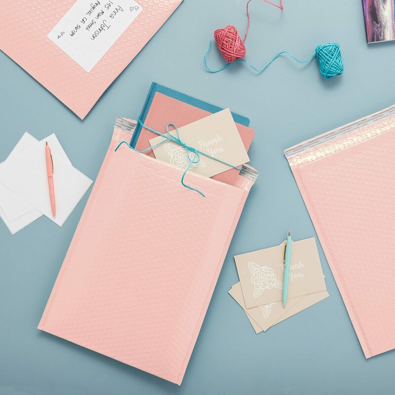 Bolha Mailers sacos para pequenas empresas, colorido acolchoado Mailing Envelopes, auto selo, opaco fosco, luz rosa sacos de envio