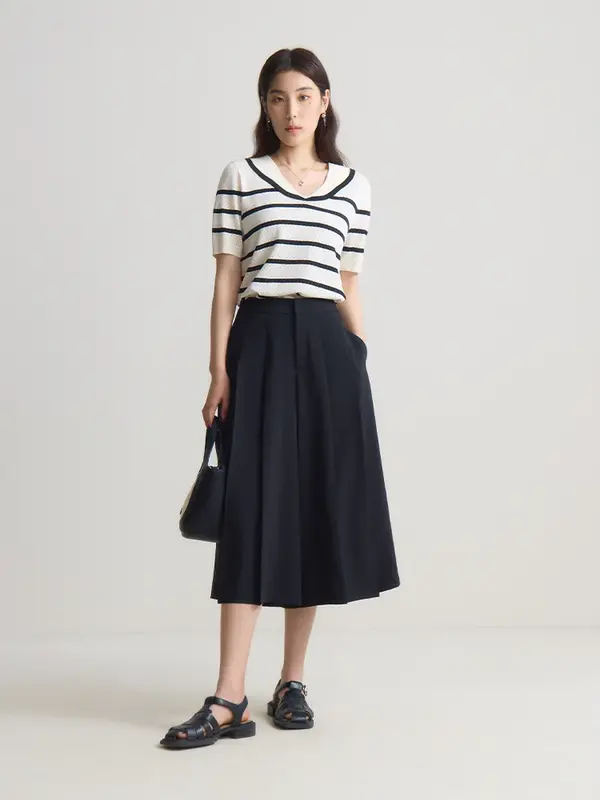 Oversize Hepburn Style High Waisted Fashionable Cropped Skirt Pants 2024 Summer New Commuting Versatile Loose Fit