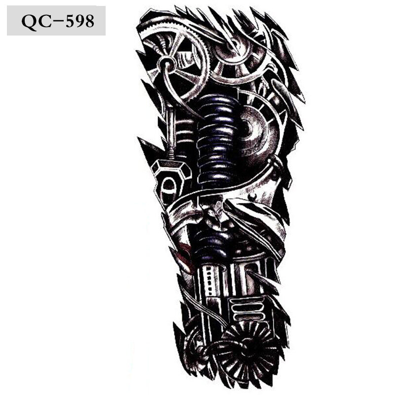 Pegatinas de tatuaje temporales impermeables para hombre, tatuaje 3D, brazo Robot, 21x10 CM, nueva moda