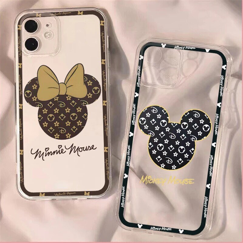 Fashion Brand Mickey Minnie Mouse Telefoon Case Voor Iphone 13 12 11 Pro 12 13 Mini X Xr Xs Max 6 6S 7 8 Plus SE2 Clear Soft Cover