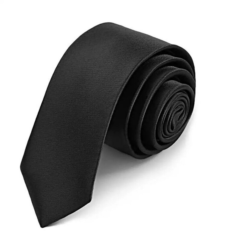 Women Black Zipper Ties Retro Silky Narrow men Neck Tie Slim Smooth Korean Style Simple Elegant All-match Trendy Tie 45cm
