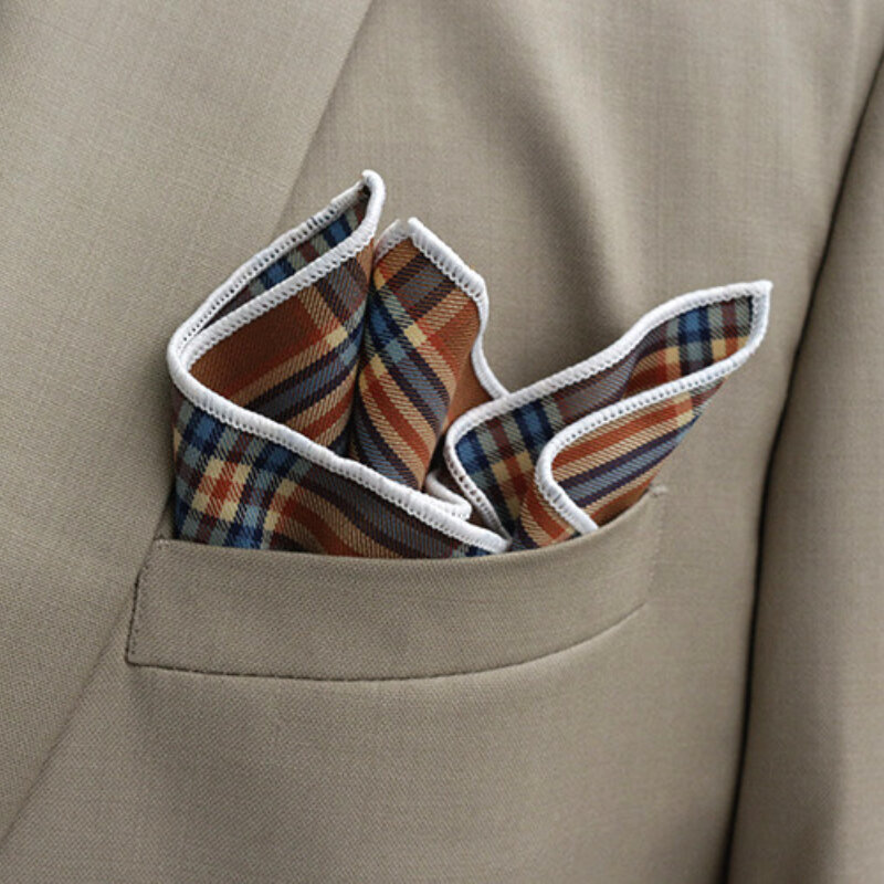 23cm Luxury Grey Wool Pocket Square For Men Vintage Plaid Striped Handkerchief Soft Skinny Hanky Banquet Cravat Suit Accessories