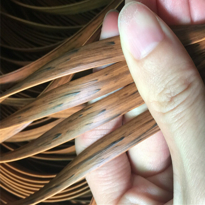 Wood Grain Color/Brown Printing Gradient  Flat Synthetic PE Rattan Weaving Material Plastic Rattan for Knit And Repair Chair Ect