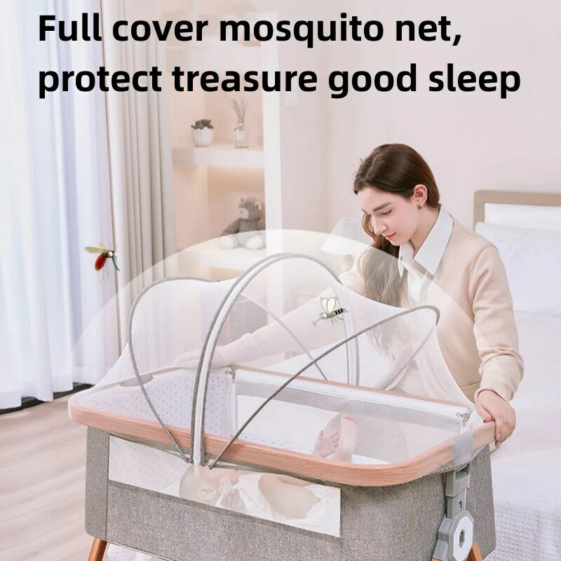 알루미늄 휴대용 다기능 접이식 요람 침대, 0-3 세 아기 침대, 신생아 가정용 대형 침대