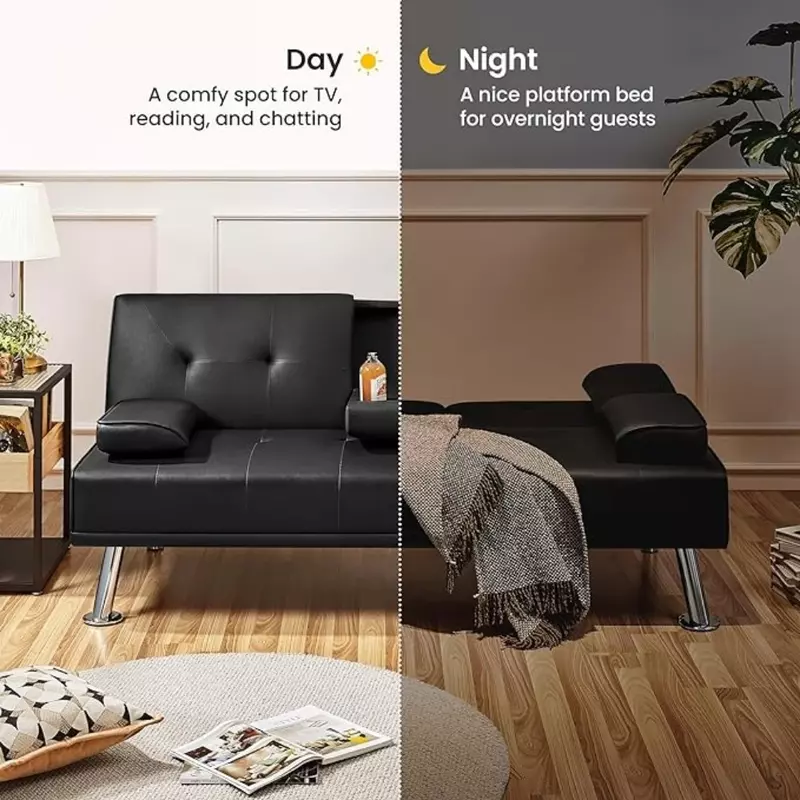 Moderno divano letto in ecopelle convertibile pieghevole Futon con braccioli casa reclinabile mobili per la casa per soggiorno divani