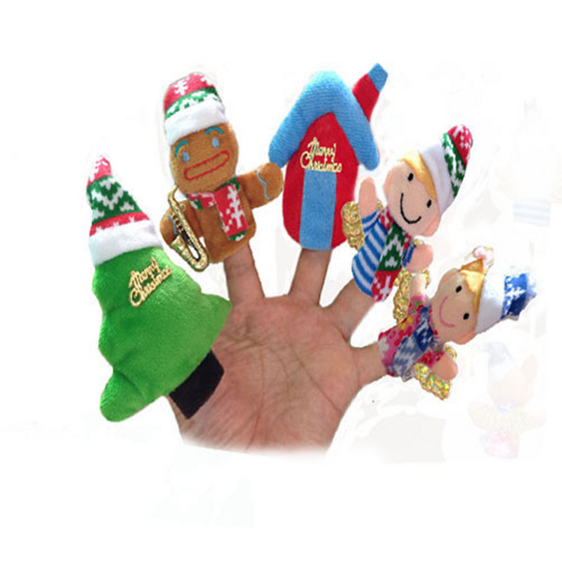 10pcs Christmas Finger Puppets Santa Elk Sonowman Animals and Family Members Finger Puppets Dolls Christmas Party Favors Gifts