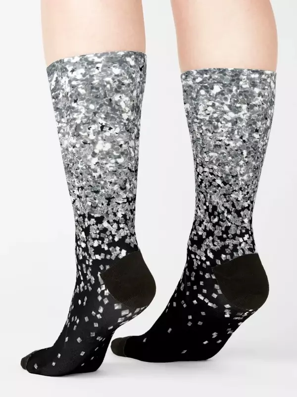 Серебряные блестящие носки, термоноски для мужчин, забавные носки для женщин