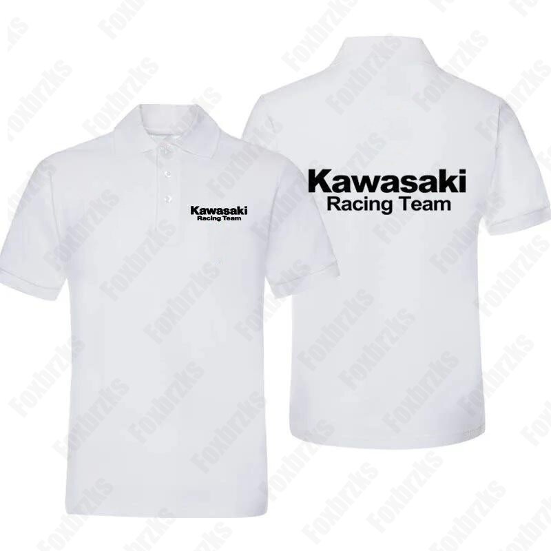 カワサキ-メンズおよびレディースの半袖ポロシャツ,モーターサイクルレーシングファン,半袖,新しい2024