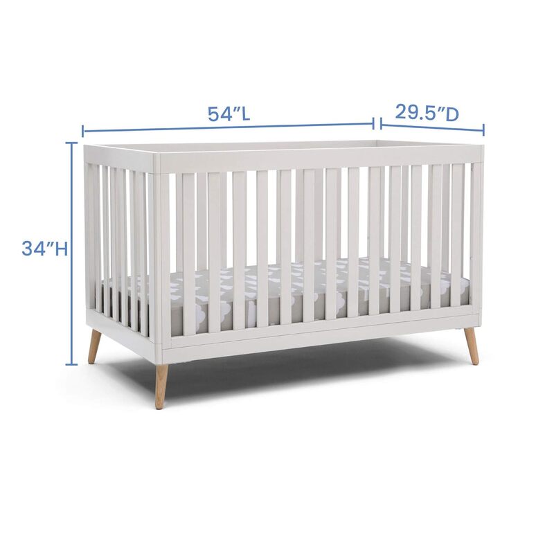 سرير أطفال قابل للتحويل مع أرجل طبيعية ، 4 في 1 ، أحادي اللون ، طفل ، أطفال دلتا ، أبيض ، ألوان متعددة للاختيار من بينها