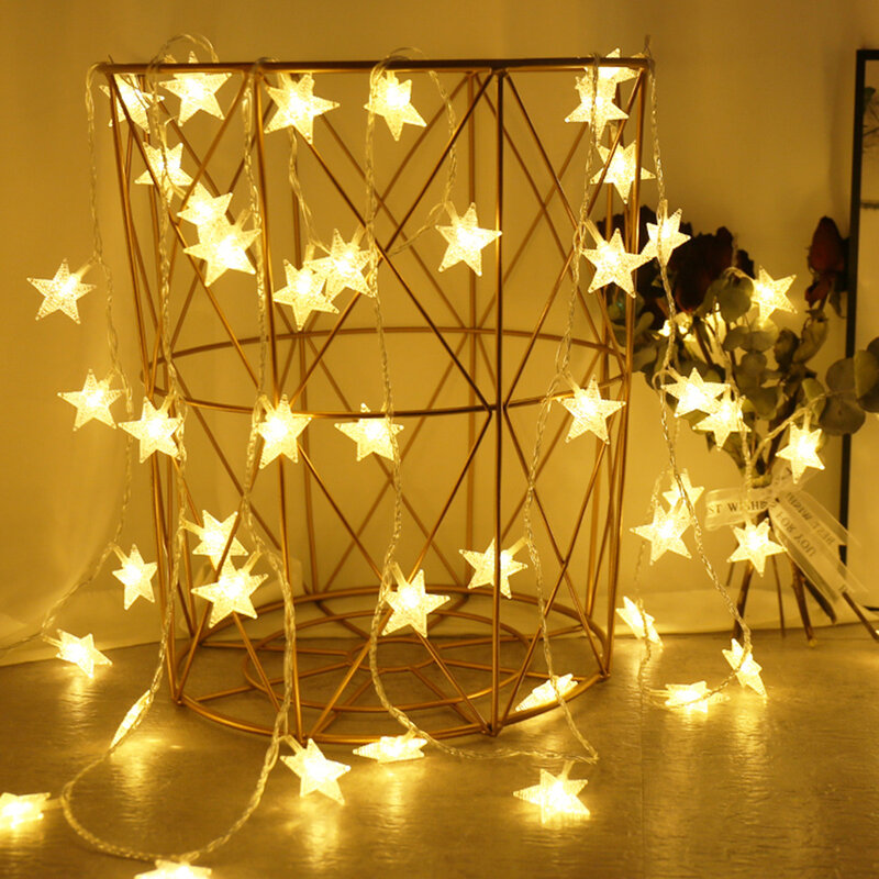 Luzes da corda led ao ar livre estrela corrente luzes guirlanda lâmpada luzes de fadas festa casa casamento jardim decoração natal