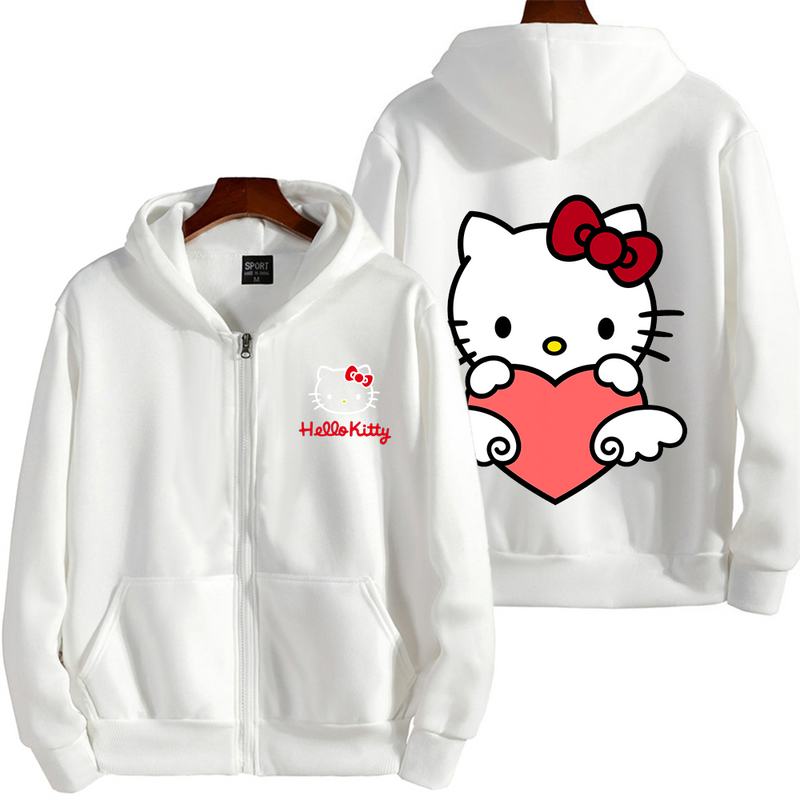 Kawaii Hello Kitty casual cute print bluza z kapturem unisex wiosna i jesień Sanrio kreskówka casual sport street print bluza z kapturem