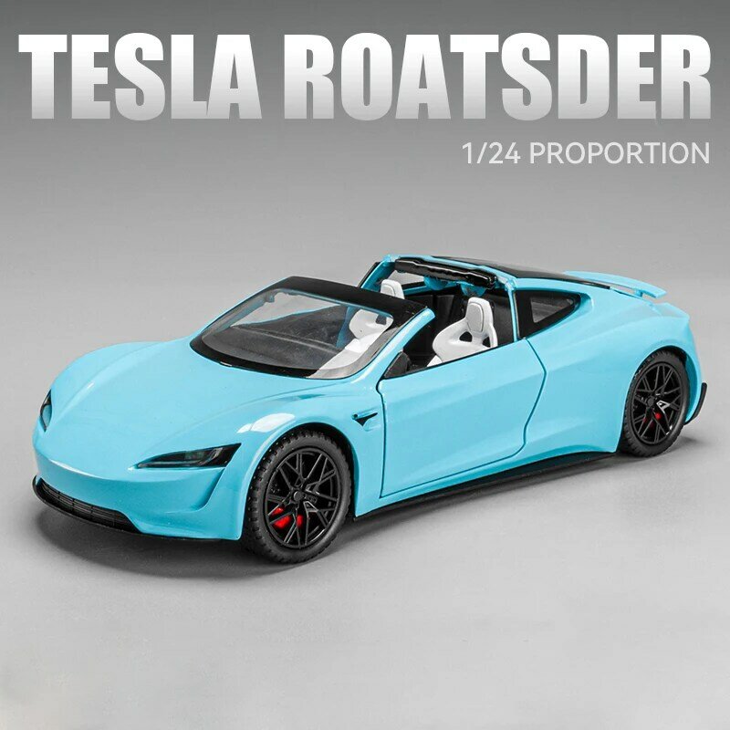 1:24 Tesla Roadster Model Y Model 3 Tesla Model S Alloy Toy Car Model Sound and Light Children's Toy Collectibles Birthday gift