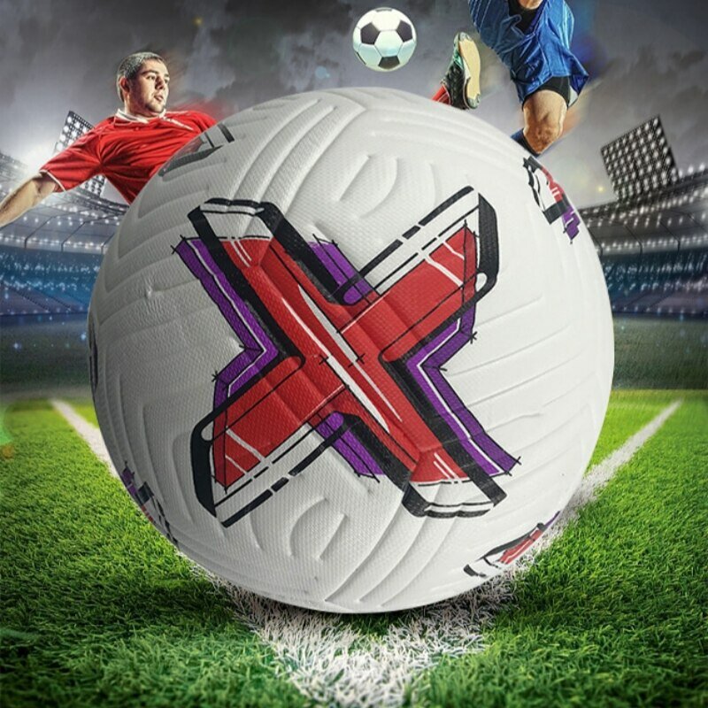 Balón de fútbol oficial, tamaño 5, desgaste de tres capas, duradero, suave, cuero de PU, sin costuras, Partido de equipo de fútbol, juego de tren en grupo