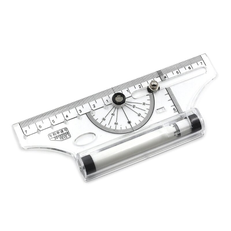 Pulley Centering Ruler Clear Professional School Household Craftsmen Protractor