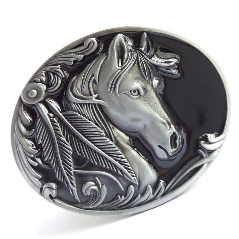 Oval Western Cowboys Zinc-Alloy Belt Buckle Designed for Equestrians Horse Lovers Waistband Buckles