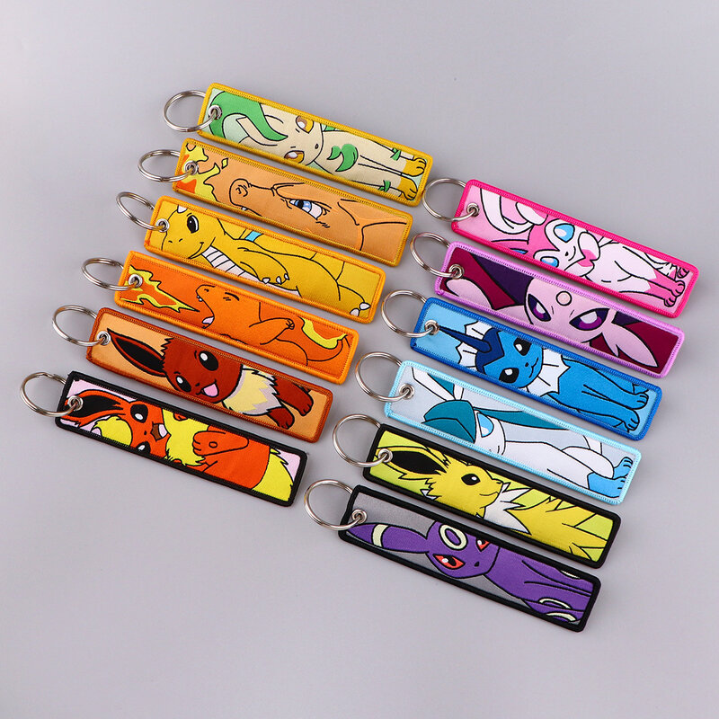 Pokemon Woven Mark Keychain Lanyard Student Campus Piece Lanyard Woven Fabric Art Anime Keychain Accessorie Hot selling in stock