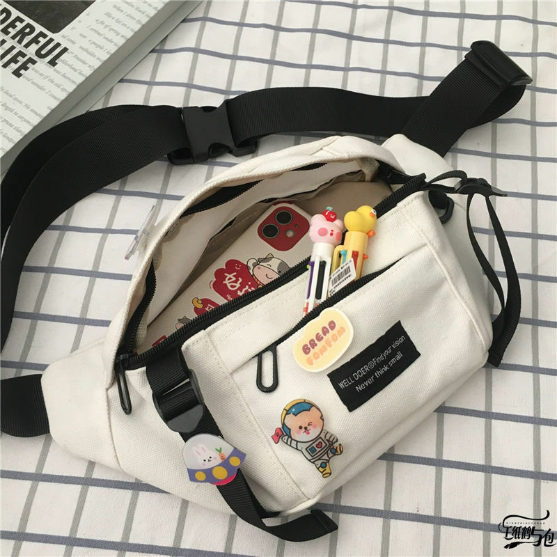 일본 시리즈 여성용 가방, 하라주쿠 인스 다크 윈드 메신저 가슴, 한국 학생 다목적 라이딩 캔버스 허리 가방, 남성