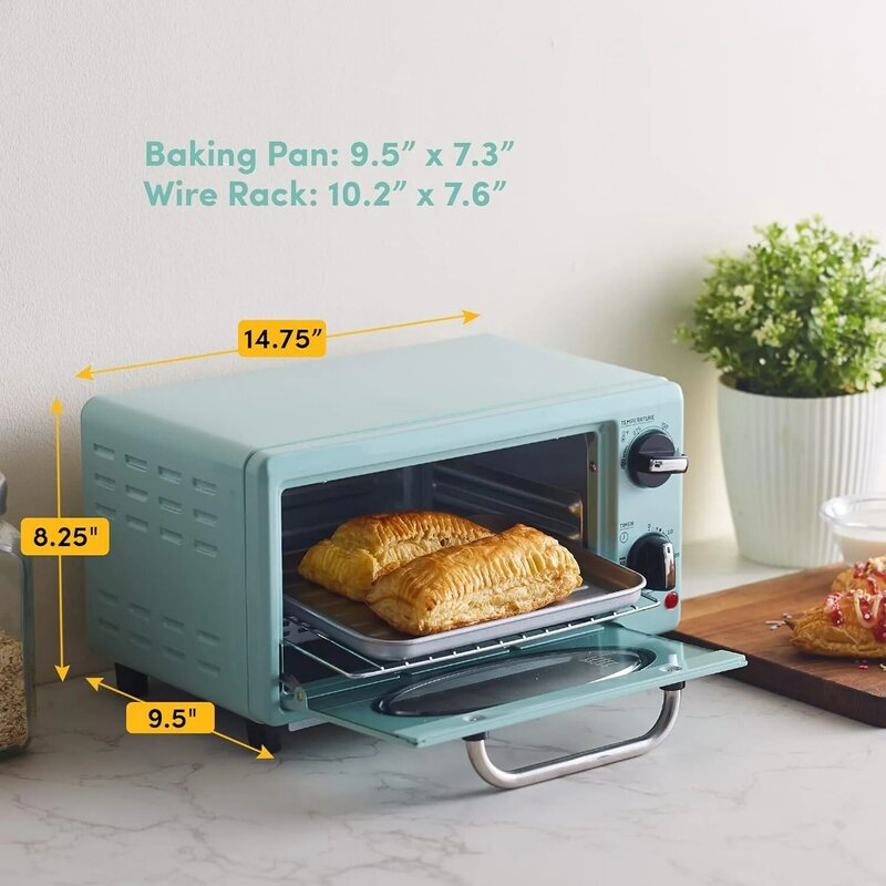 Grille-pain rétro avec minuterie réglable, contrôle de la température du four, 60 minutes, 1000 W