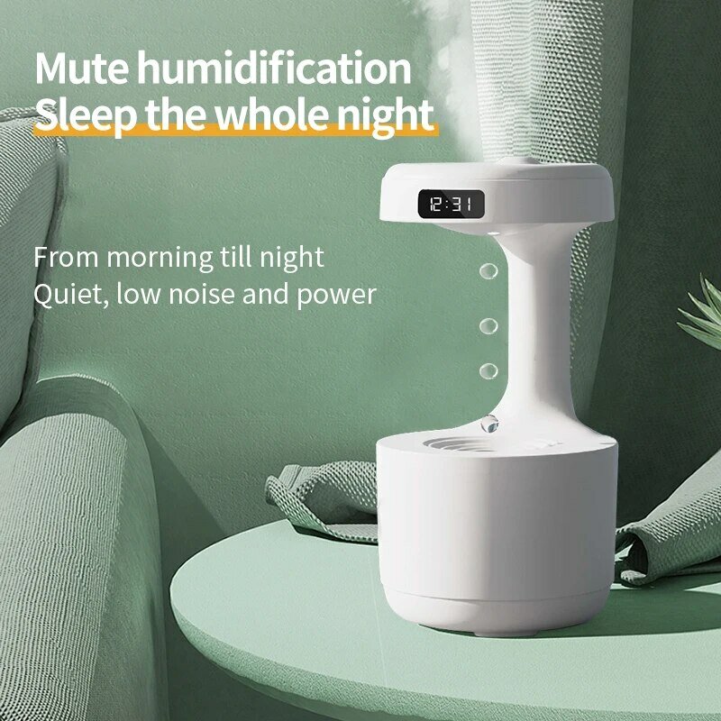Water Droplet Air Humidifier Anti-Gravity Ultrasonic Cool Mist Maker Night Light Weightless Sprayer with LED Night Light