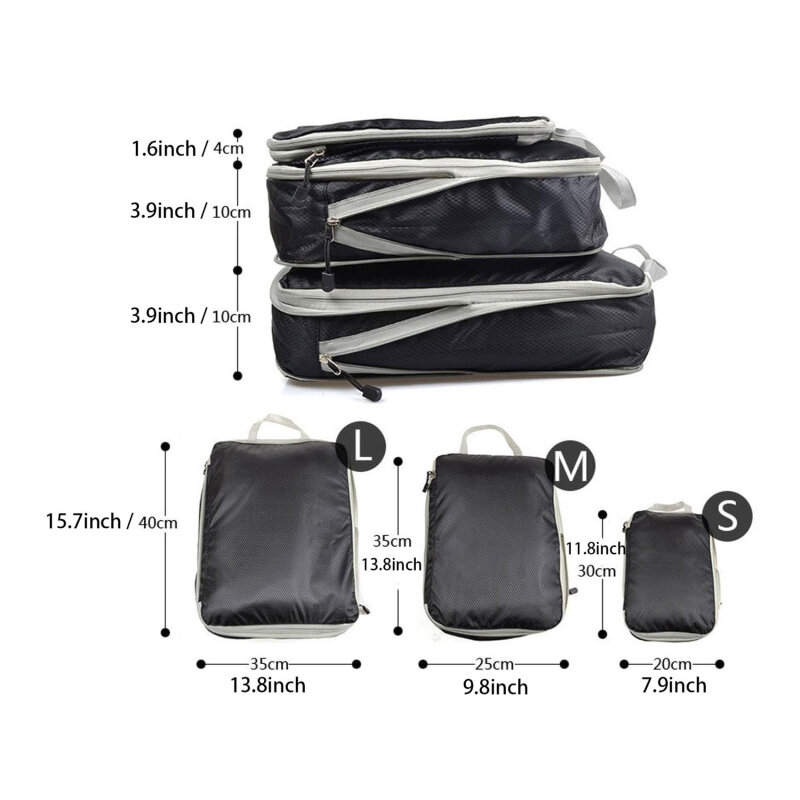 Bolsa de almacenamiento de viaje con 4 piezas, organizador de ropa interior, sujetador, calcetines, equipaje, compresión, 2024