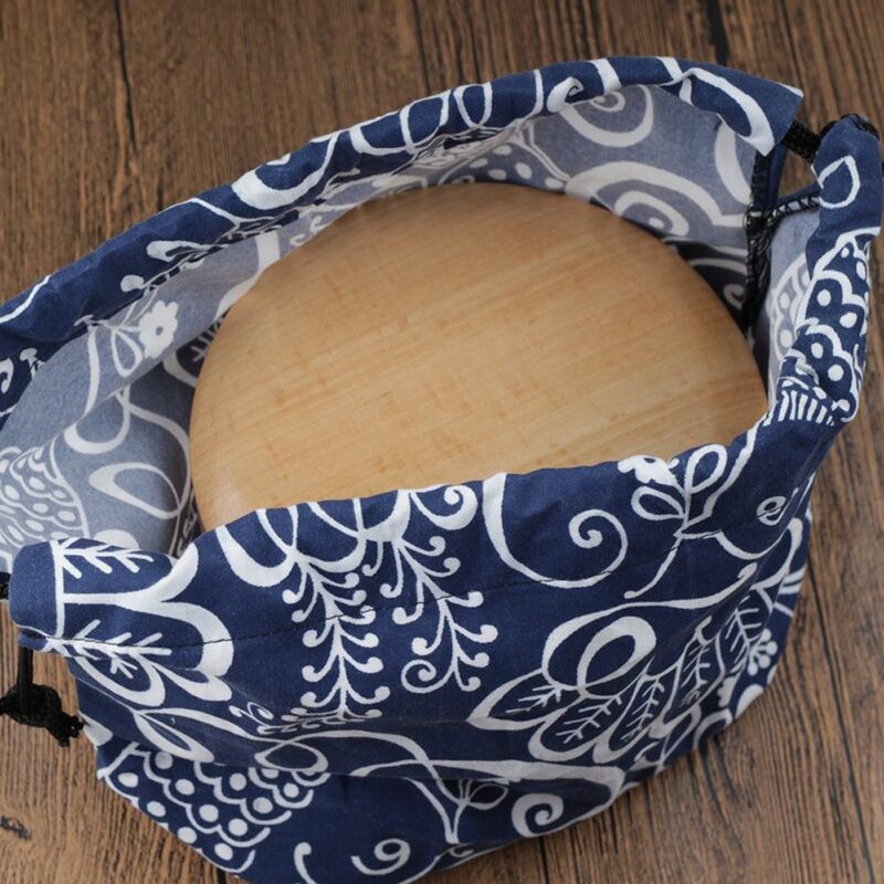 Portable Outdoor Unisex Picnic Bags Geometric Japanese Style Lunch Box Food Hand Bags Lunch Tote Pouch Drawstring Lunch Bag