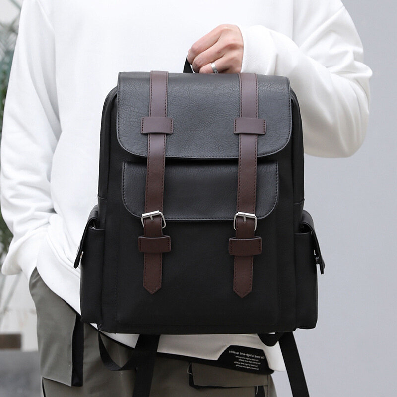 Вместительные кожаные мужские рюкзаки 2023, Повседневная трендовая школьная сумка для ноутбука и путешествий