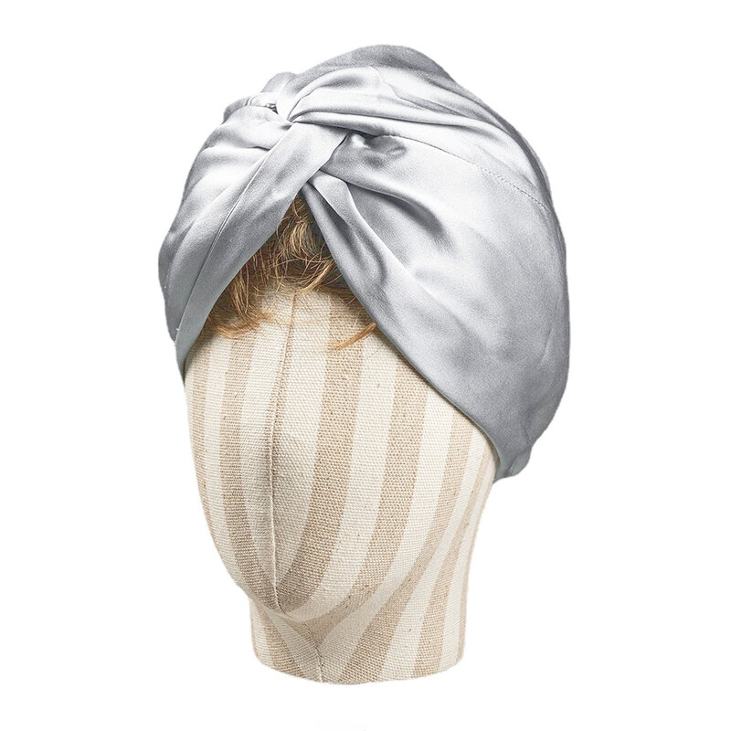 100 jedwab Turban Bonnets dla kobiet Twisted czapka nocna do snu 19 Momme czysty jedwab przywieszka do włosów czapka dla kręconych pań Headwrap