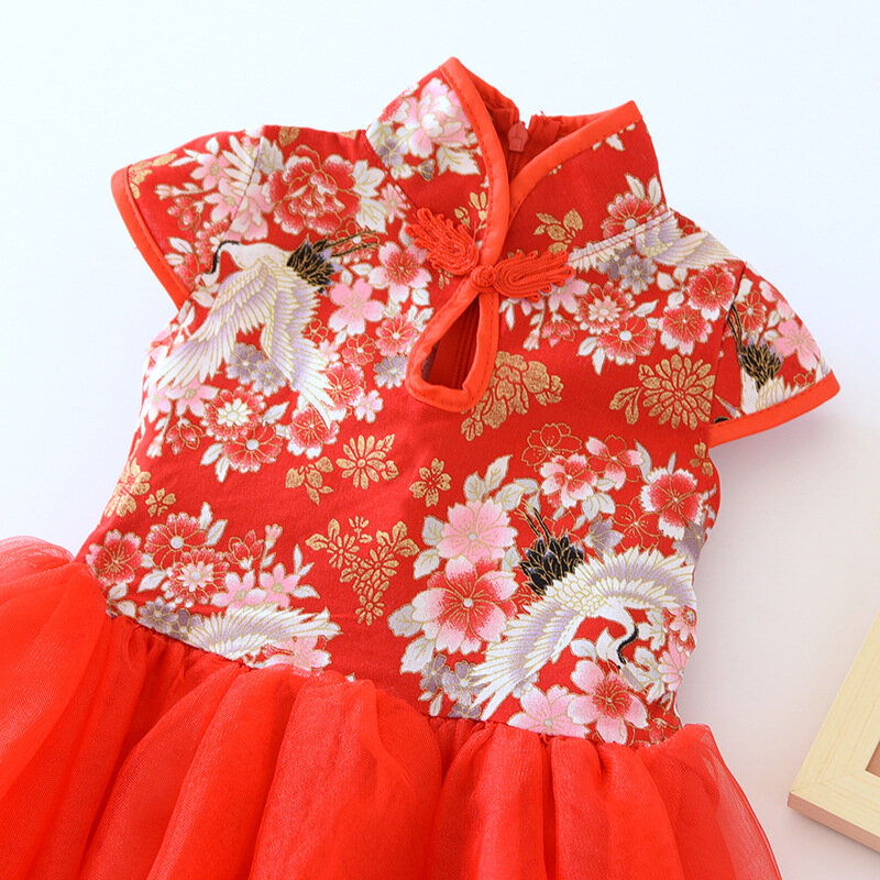 Платья для девочек, весенне-Летнее Детское платье в китайском стиле, платья принцессы Ципао для девочек, одежда с юбкой-пачкой