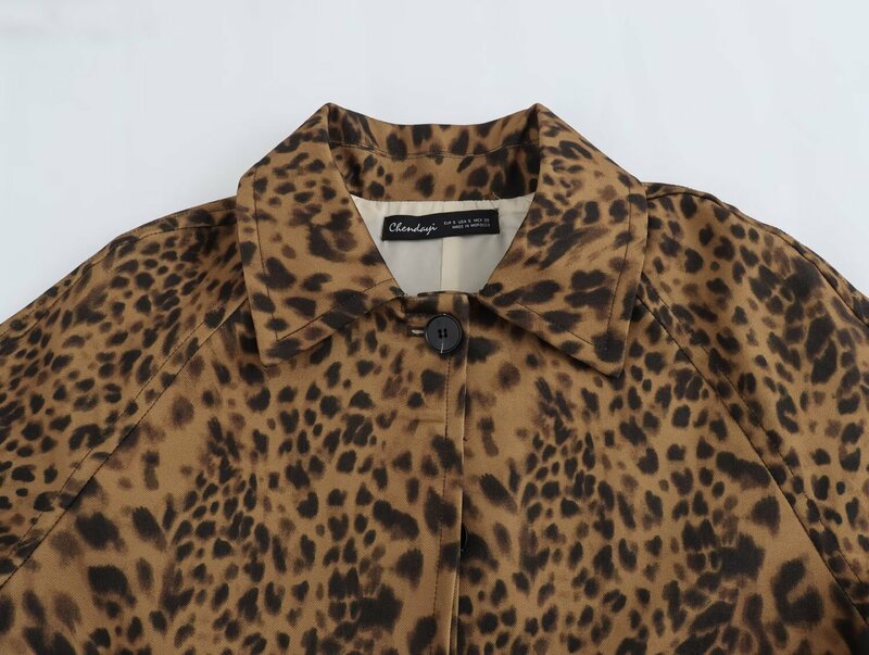 Casaco corta-vento feminino com estampa animal, casaco de manga comprida, botão para cima, bolso solto, blusão, retrô, blusa chique, nova moda