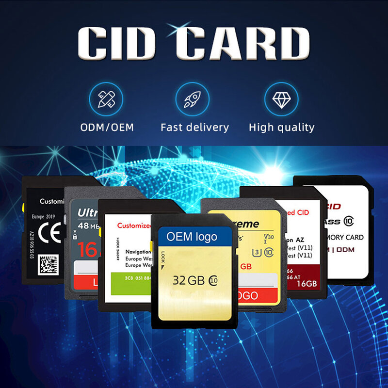 CID SD การ์ด16GB ช้าง CID แผนที่การ์ด32GB UHS-I แฟลช512MB 128GB 512GB 85ปี Navigation Card
