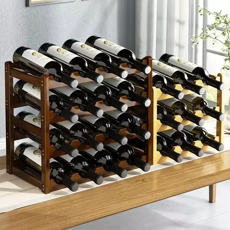 Estante de exhibición de vino de rejilla para el hogar, decoración de WineRack rojo, mesa creativa, gabinete de vino Simple, montaje de almacenamiento