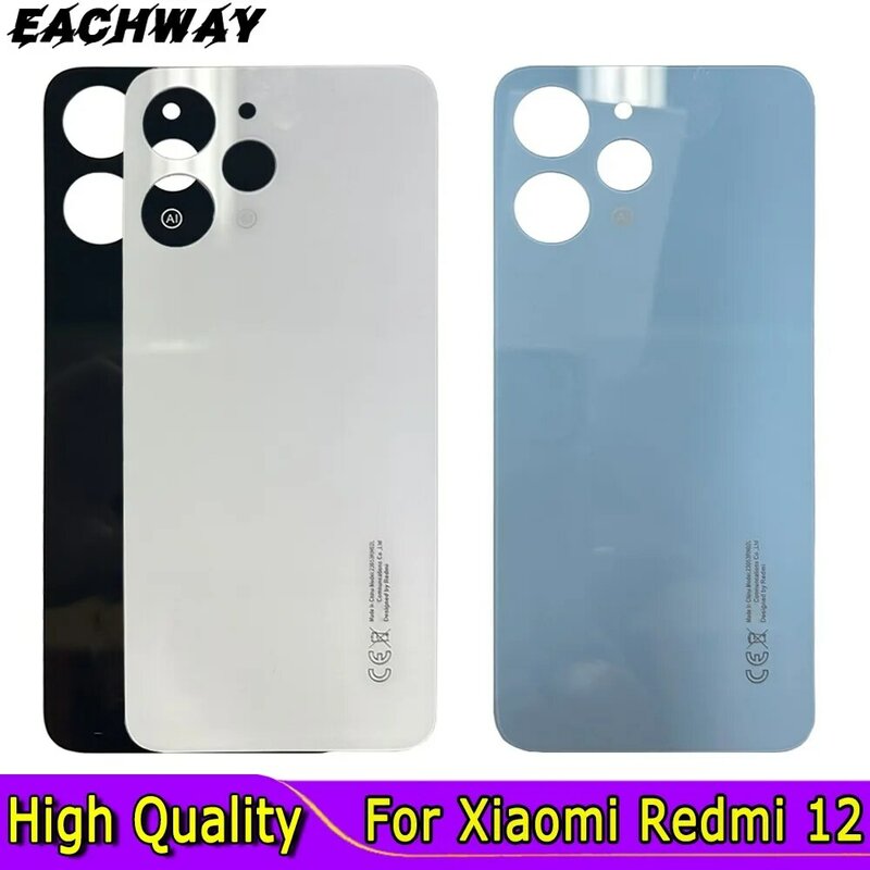 Glass For Xiaomi Redmi 12 Battery Cover Door Rear Glass Housing Case Replace 23053RN02A 23053RN02Y 23053RN02I Back Cover