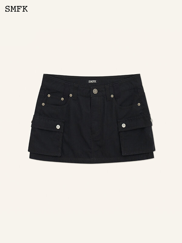 Женская джинсовая короткая юбка SMFK, винтажная универсальная трапециевидная юбка-карго из денима, повседневная одежда для работы, лето