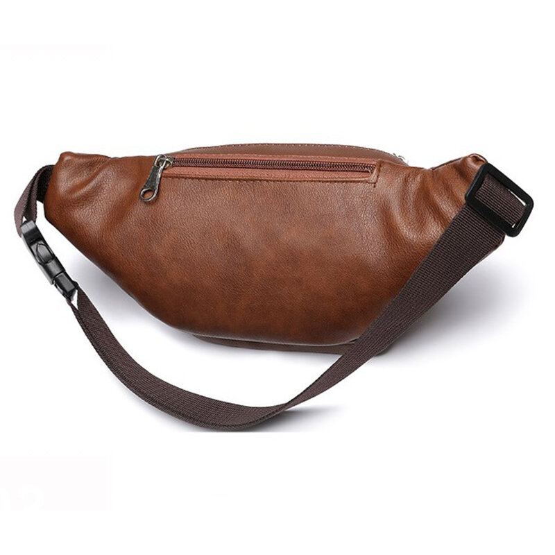 Men'S Waist Pack Pu Leather Bag Waist Belt Bag Male Artificial Leather Fanny Pack Fashion Luxury Small Shoulder Bags For Men