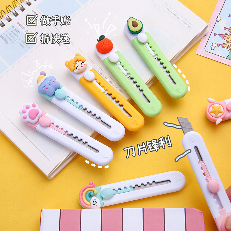 Mini couteau utilitaire portable en alliage Kawaii, fruits, animaux, coupe-lettre, ouvre-enveloppe, couteau de courrier, fournitures scolaires et de bureau