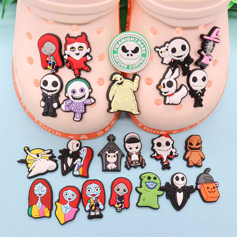 Nuovo arrivo 1-23 pezzi ciondoli per scarpe in PVC Cartoon The Nightmare Before Christmas Jack accessori scarpe fibbie Fit Kids X-mas Gift