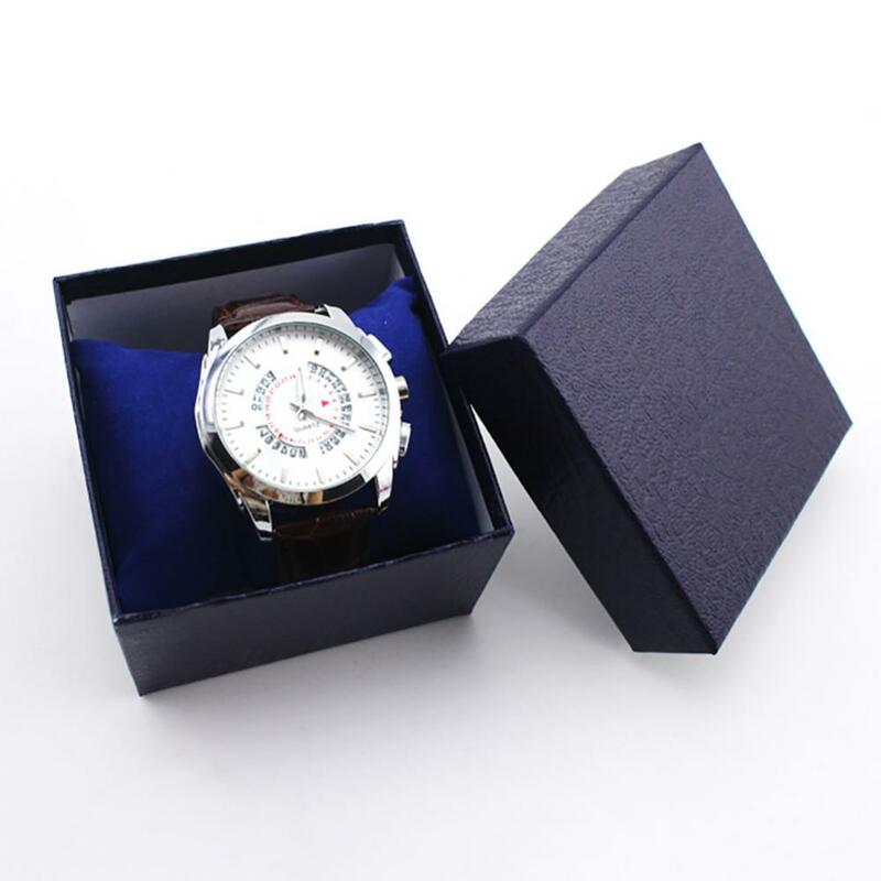 Caja de regalo de reloj individual con cojín de almohada, soporte de reloj de pulsera de joyería de cuero de imitación, caja de almacenamiento de exhibición, estuche organizador de regalo