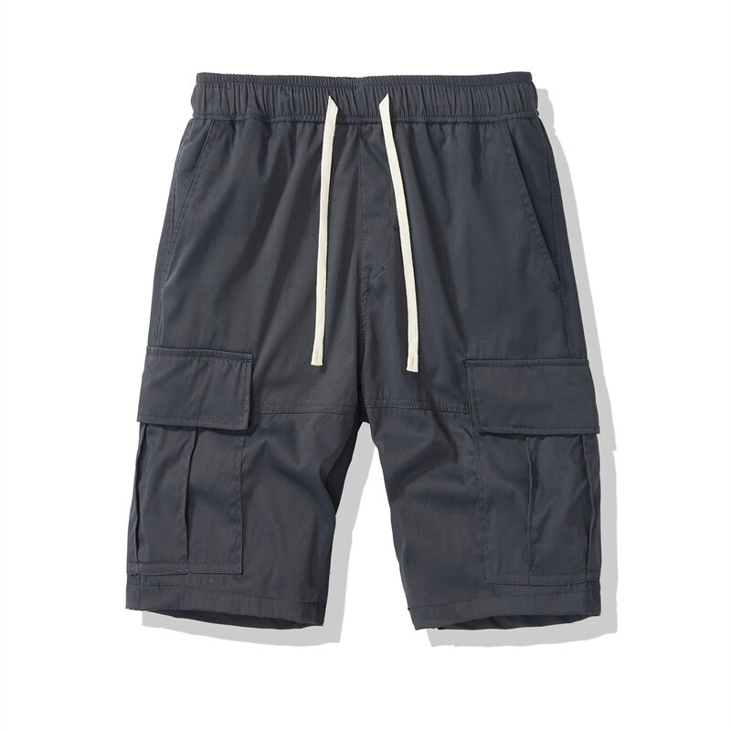 Pantalones cortos de carga con múltiples bolsillos para hombre, Shorts militares tácticos de ajuste relajado para exteriores, transpirables, color negro sólido, Verano
