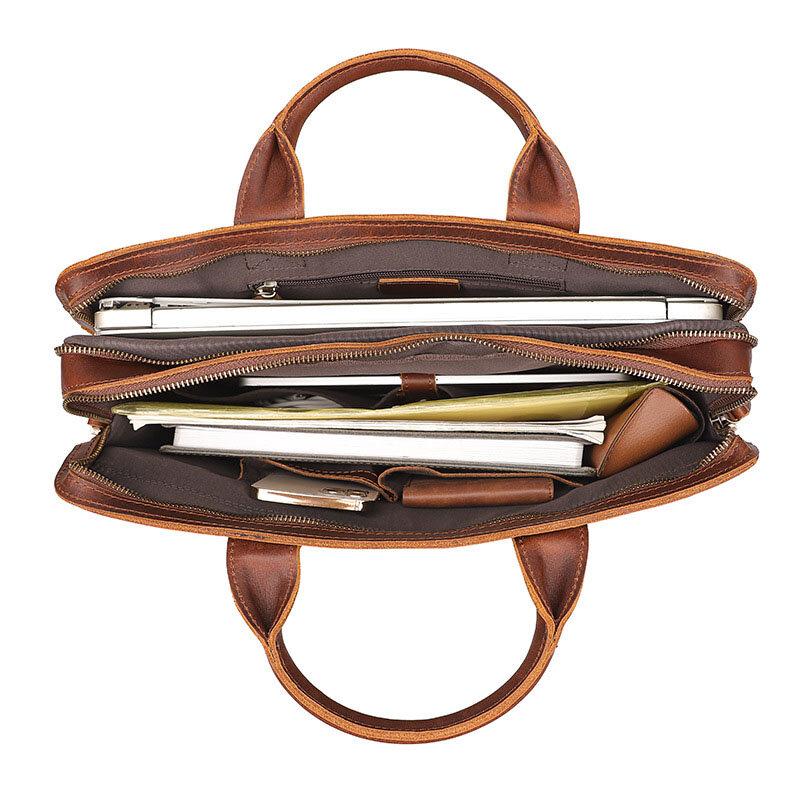 Портфель из натуральной кожи для ноутбука в стиле ретро, повседневная сумка-тоут для документов, сумка для работы на каждый день, 16 дюймов