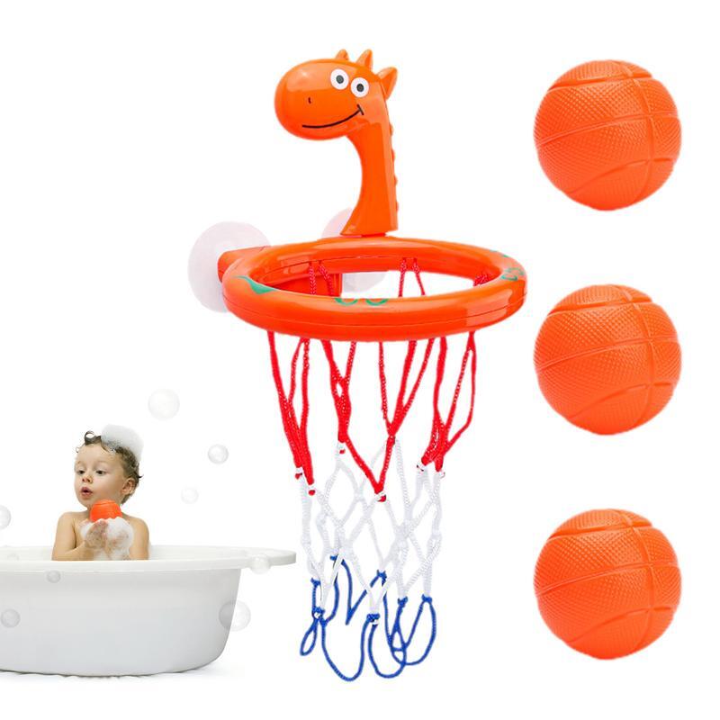 4 buah Hoop basket kamar mandi Mini, Hoop basket Mini portabel dan menyenangkan dengan bola cangkir hisap kartun