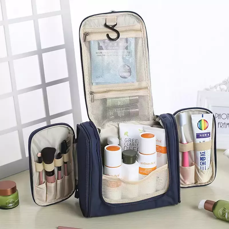 Donna uomo borsa cosmetica da viaggio Unisex Hanging Wash Makeup Bags personalizza qualsiasi nome Outdoor Large Toilet Kit Organizer per articoli da toeletta