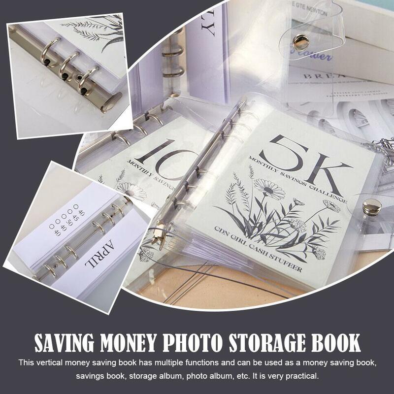 Vertical Deposit Savings Capital Six Hole Iron Clip Album Loose Photo Booklet Card Album Storage PVC Leaf Book Grid Single N9M0