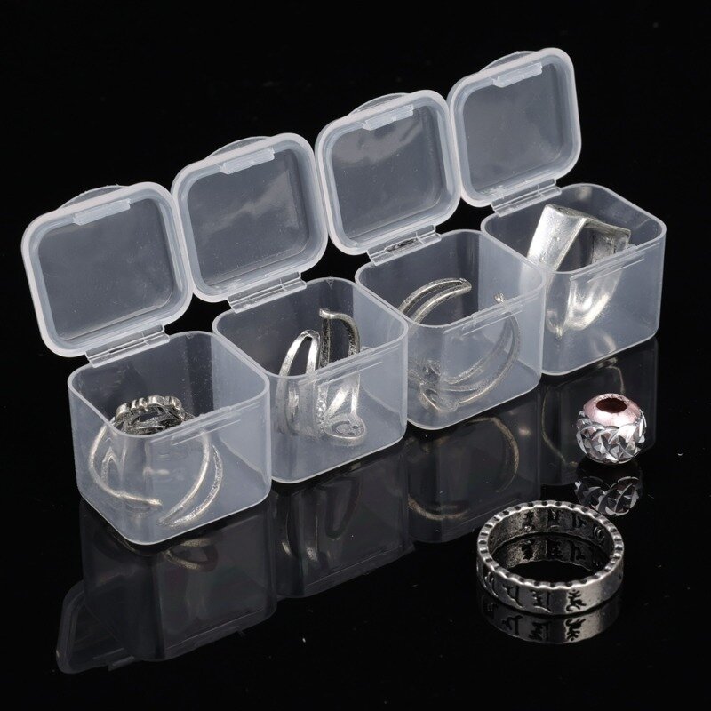 Transparente Plastic Cube Storage Box, Bead Container, Case Jóias, Quadrado, Botão DIY, Nail Art Embalagem, Organizador Portátil, 1 Pc, 40Pcs