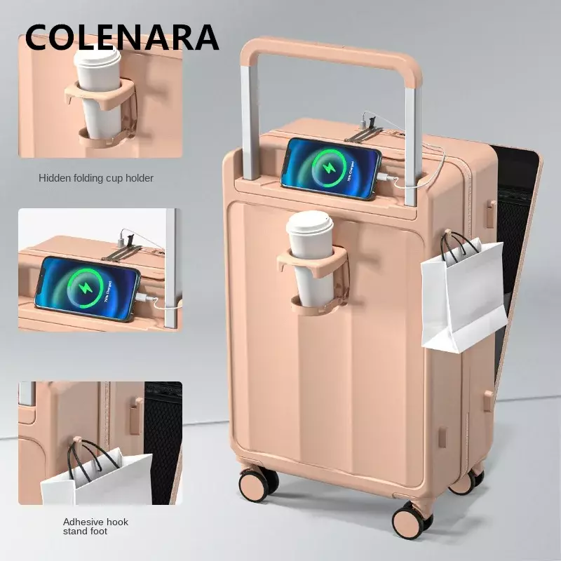 Прочный чемодан COLENARA, 20 дюймов, 24 дюйма, для ноутбука, с передним открытием, троллейка для студентов, с колесами, вращающийся чемодан