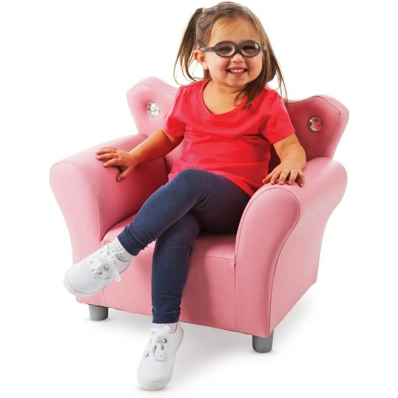 Sofá de piel sintética rosa para niños, sillón con respaldo, muebles para niños, silla de princesa para bebé, Rosa