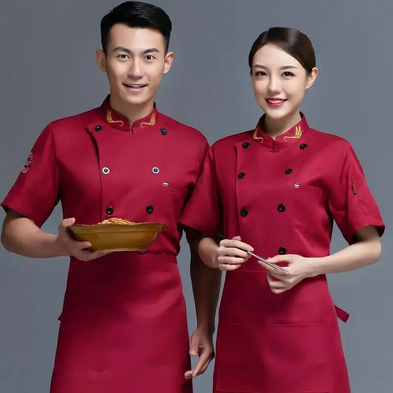 Oddychające mundury szefa kuchni dla personelu kuchennego w jadalni i pieczeniu mundurów kelnerskich z długimi rękawami