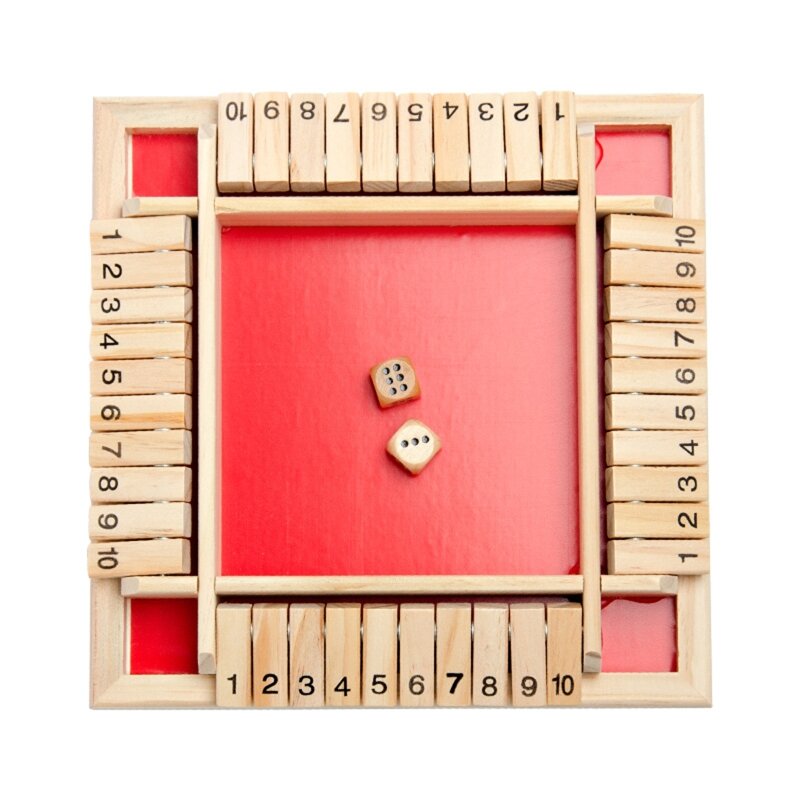 4 giocatori Chiudi scatola Gioco da tavolo da tavolo in legno Gioco tradizionale per famiglie GameSmart Gioco dadi Shut