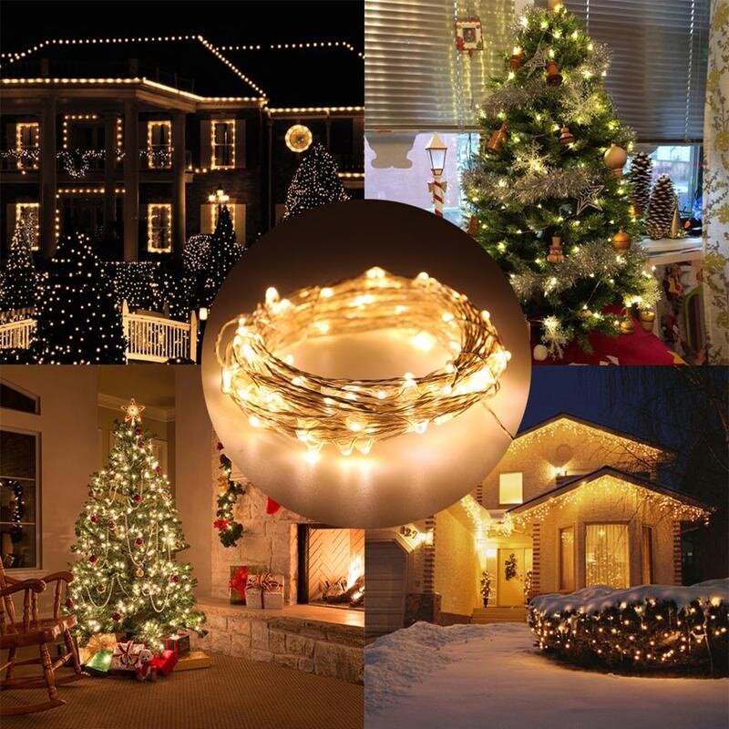 LED 미니 구리 와이어 스트링 페어리 라이트, 방수 스트링 라이트, 크리스마스 웨딩 데코레이션